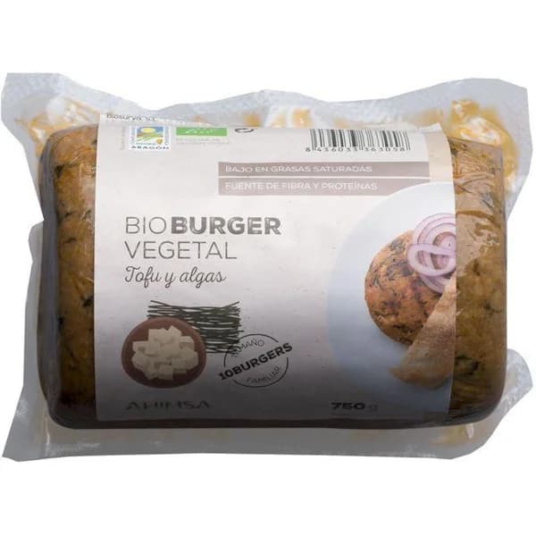 Bio burger vegetal de tofú y algas AHIMSA, paquete 750 g - 0.75 kg - Imagen del producto en Findit