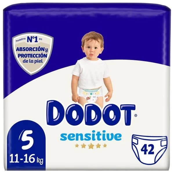 Pañal 11-16 kg Talla 5 DODOT SENSITIVE, paquete 42 uds - 42 ud - Imagen del producto en Findit