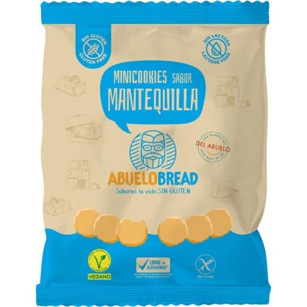 Minicookies sabor mantequilla s/ gluten ABUELOBREAD, bolsa 130 g - 0.13 kg - Imagen del producto en Findit