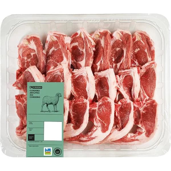 Chuletillas de cordero de pasto EROSKI, bandeja aprox. 800 g - 1 ud - Imagen del producto en Findit
