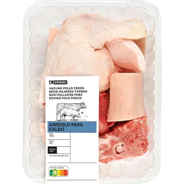 Arreglo puchero vacuno, cerdo y pollo EROSKI, bandeja aprox. 1 kg - 1 ud - Imagen del producto en Findit