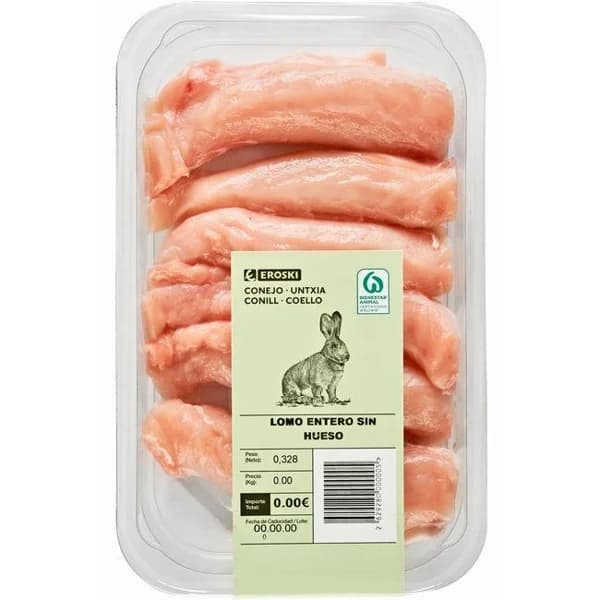 Lomos deshuesados de conejo EROSKI, bandeja aprox. 350 g - 1 ud - Imagen del producto en Findit