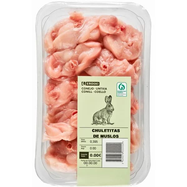 Chuletitas de muslo de conejo EROSKI, bandeja aprox. 330 g - 1 ud - Imagen del producto en Findit