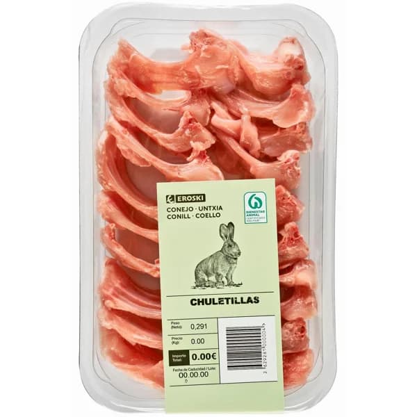 Chuletillas de conejo EROSKI, bandeja aprox. 300 g - 1 ud - Imagen del producto en Findit