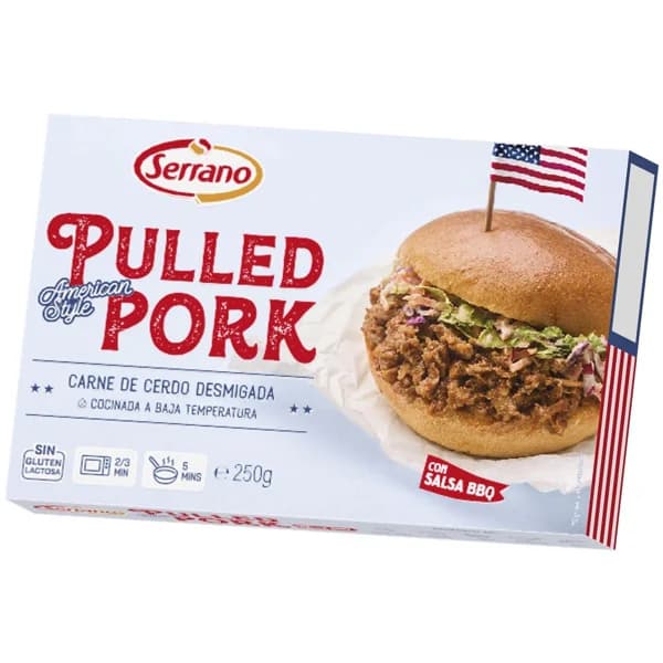 Pulled Pork con salsa BBQ SERRANO, caja 250 g - 1 ud - Imagen del producto en Findit