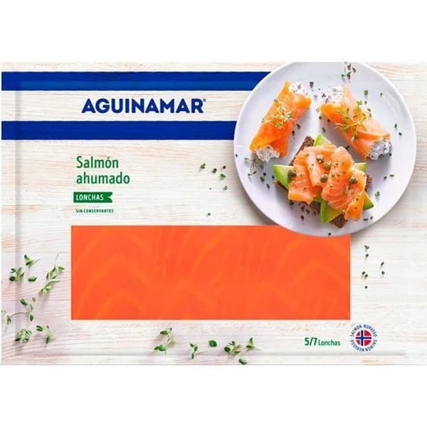 Salmón ahumado AGUINAMAR, sobre 100 g - 0.1 kg - Imagen del producto en Findit