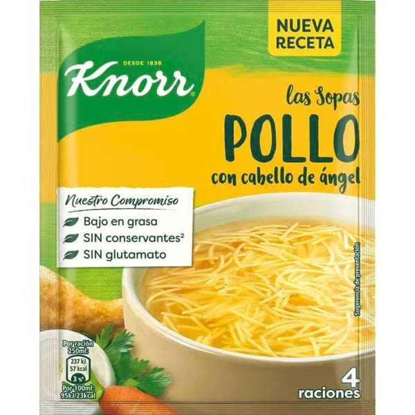 Sopa de pollo con cabello de angel KNORR, sobre 68 g - 0.07 kg - Imagen del producto en Findit