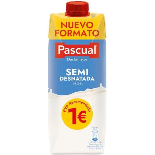 Leche semidesnatada PASCUAL, brik 750 ml - 1 ud - Imagen del producto en Findit
