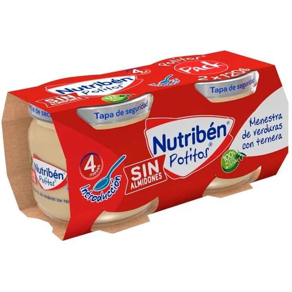 Potito iniciación a verdura con ternera NUTRIBEN, pack 2x120 g - 0.24 kg - Imagen del producto en Findit