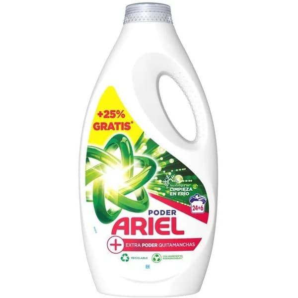 Detergente líquido Oxi ARIEL, garrafa 26+4 dosis - 1 ud - Imagen del producto en Findit
