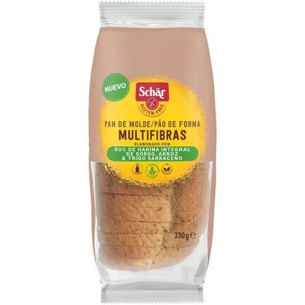 Pan de molde multifibras sin gluten SCHAR, paquete 330 g - 0.33 kg - Imagen del producto en Findit