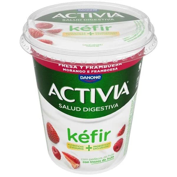 Kéfir con trozos de fresa y frambuesa ACTIVIA, tarrina 380 g - 0.38 kg - Imagen del producto en Findit