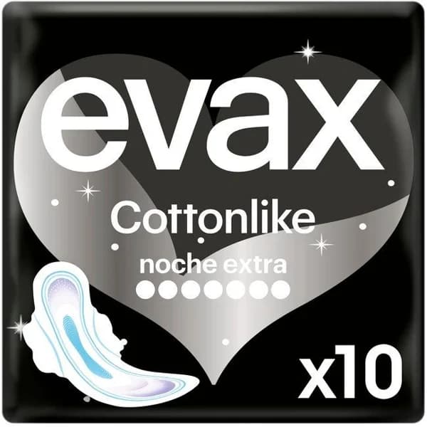 Compresa con alas noche extra EVAX COTTONLINE, paquete 10 uds - 10 ud - Imagen del producto en Findit