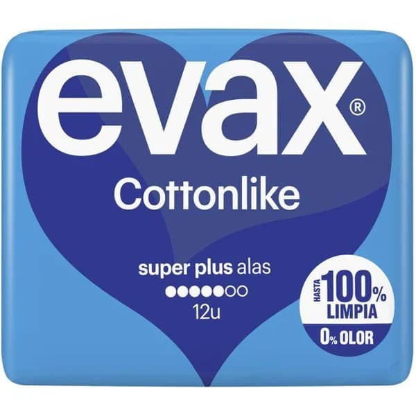 Compresa con alas super plus EVAX COTTONLINE, paquete 12 uds - 12 ud - Imagen del producto en Findit