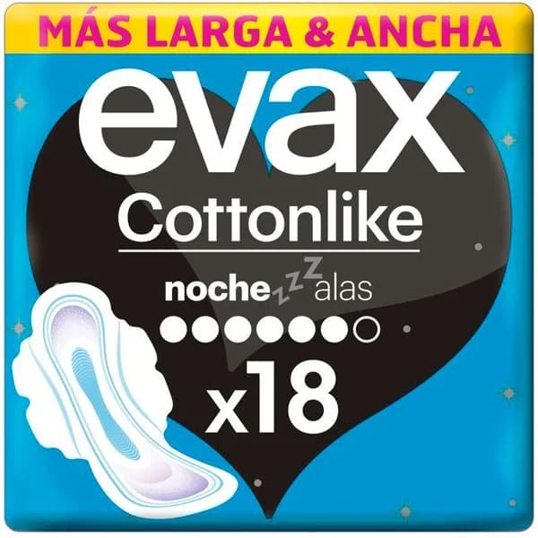 Compresa con alas noche EVAX COTTONLIke, paquete 18 uds - 18 ud - Imagen del producto en Findit