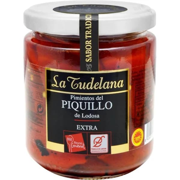 Pimiento piquillo entero D.O. LA TUDELANA, frasco 260 g - 0.26 kg - Imagen del producto en Findit