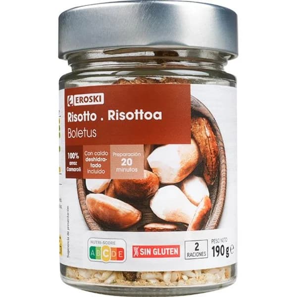 Risotto de boletus EROSKI, frasco 190 g - 0.19 kg - Imagen del producto en Findit