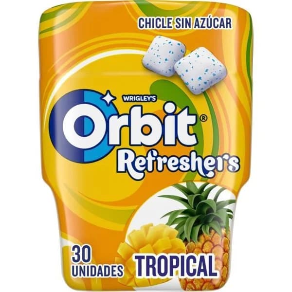 Chicle refresher tropical ORBIT, bote 67 g - 1 ud - Imagen del producto en Findit