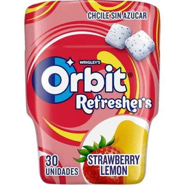 Chicle refresher de fresa y lima ORBIT, bote 67 g - 1 ud - Imagen del producto en Findit