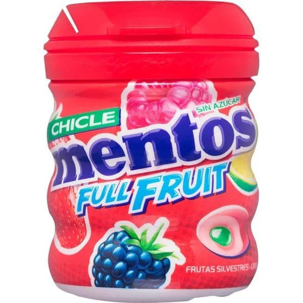 Chicle de frutos rojos sin azúcar MENTOS, bote 60 g - 1 ud - Imagen del producto en Findit