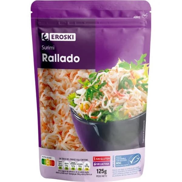 Surimi rallado MSC EROSKI, sobre 125 g - 0.13 kg - Imagen del producto en Findit
