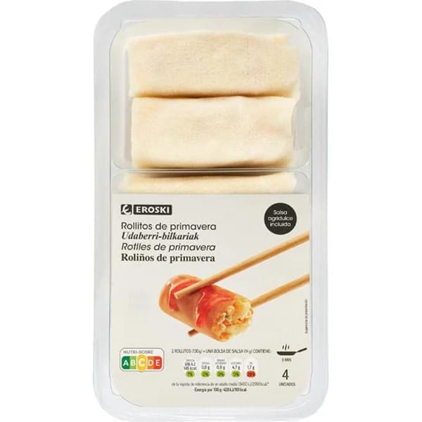 Rollito de primavera EROSKI, bandeja 288 g - 1 ud - Imagen del producto en Findit