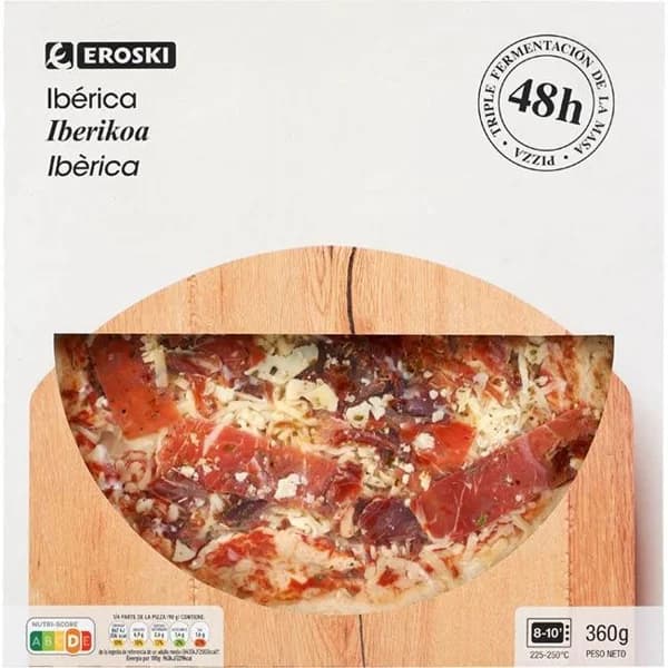 Pizza triple fermentación ibérica EROSKI, caja 360 g - 0.36 kg - Imagen del producto en Findit