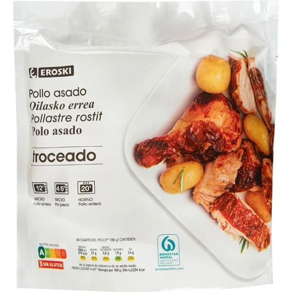 Pollo asado troceado EROSKI, bolsa aprox. 1 kg - 1 kg - Imagen del producto en Findit