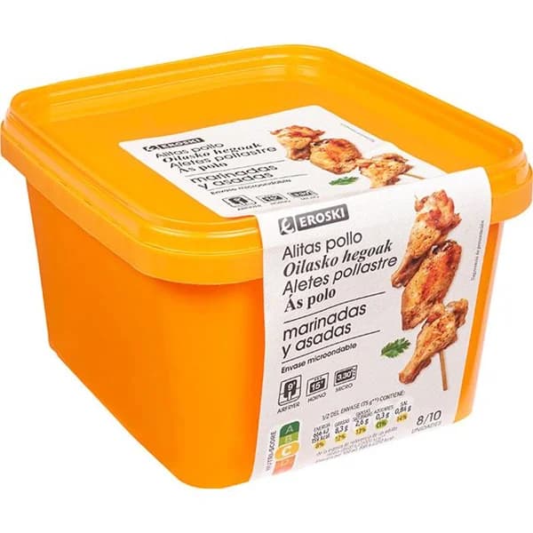 Alitas de pollo asadas EROSKI, caja 1 kg - 0.5 kg - Imagen del producto en Findit