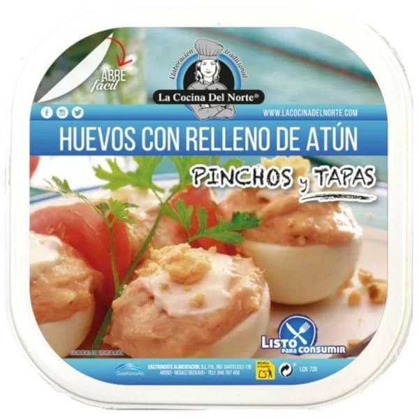 Huevos rellenos de atún COCINA DEL NORTE, tarrina 300 g - 0.3 kg - Imagen del producto en Findit