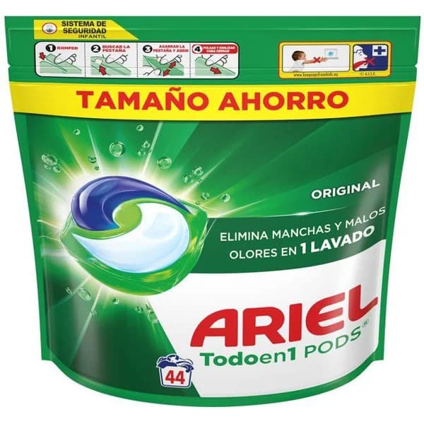 Detergente en cápsulas ARIEL ORIGINAL, bolsa 44 dosis - 44 ud - Imagen del producto en Findit