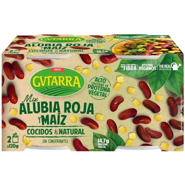 Alubia roja-maíz GVTARRA, pack 2x120 g - 0.24 kg - Imagen del producto en Findit
