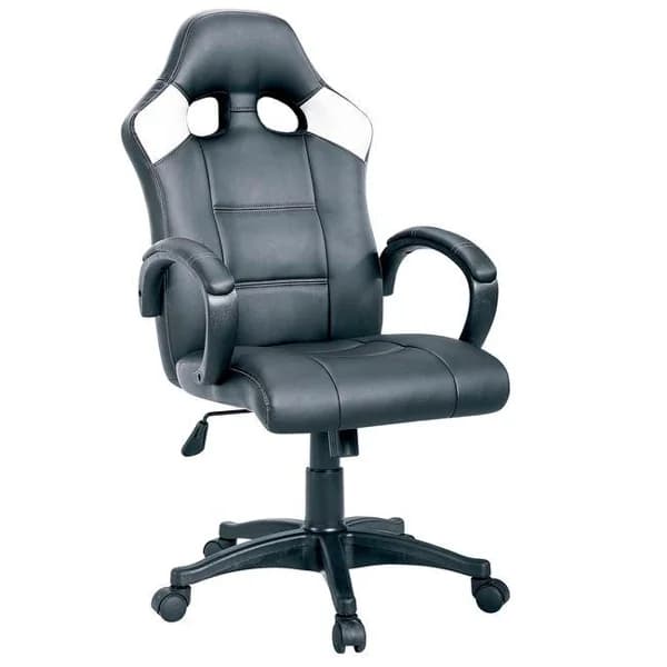 Silla gaming giratoria Game Back, símil piel negro blanco, regulable, 115-123x70cm - 86.1 m - Imagen del producto en Findit