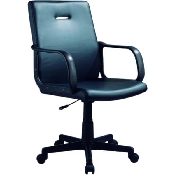 Silla escritorio Main giratoria, tejido símil piel negro, regulable, 87-96x55 cm - 1 ud - Imagen del producto en Findit