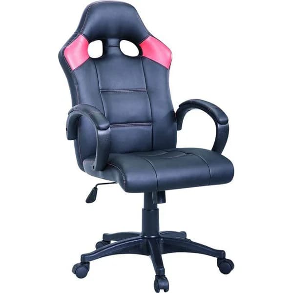 Silla gaming giratoria Game Back, símil piel negro y rojo, regulable, 115-123x70cm - 86.1 m - Imagen del producto en Findit