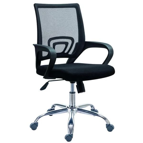 Silla escritorio giratoria Net Cromo Red, tejido red negro, regulable, 90-102x60cm - 1 ud - Imagen del producto en Findit