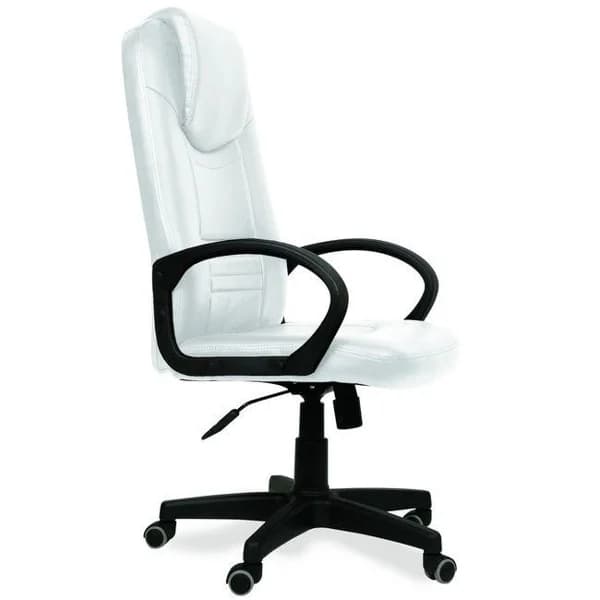 Silla de escritorio giratoria Boss, símil piel blanco, regulable, 110-122x60 cm - 73.2 m - Imagen del producto en Findit