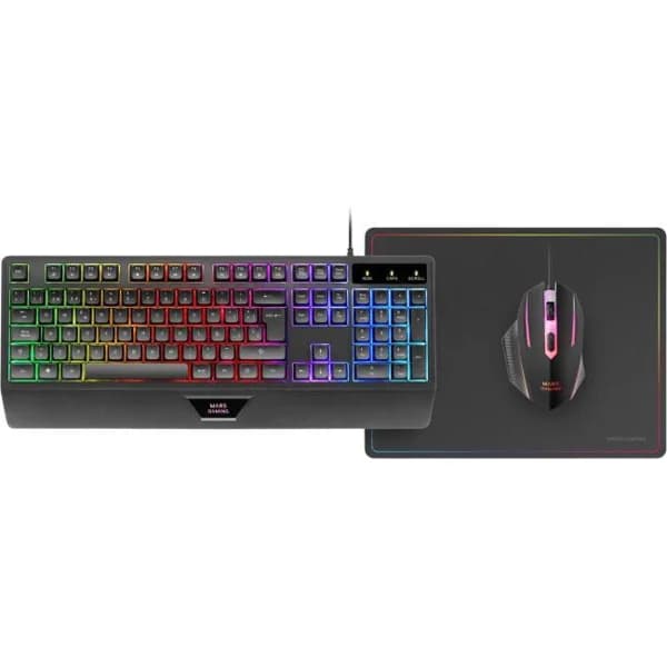 Teclado con ratón y alfombrilla, negro, iluminación FRGB, MCP124 MARS GAMING - 1 ud - Imagen del producto en Findit