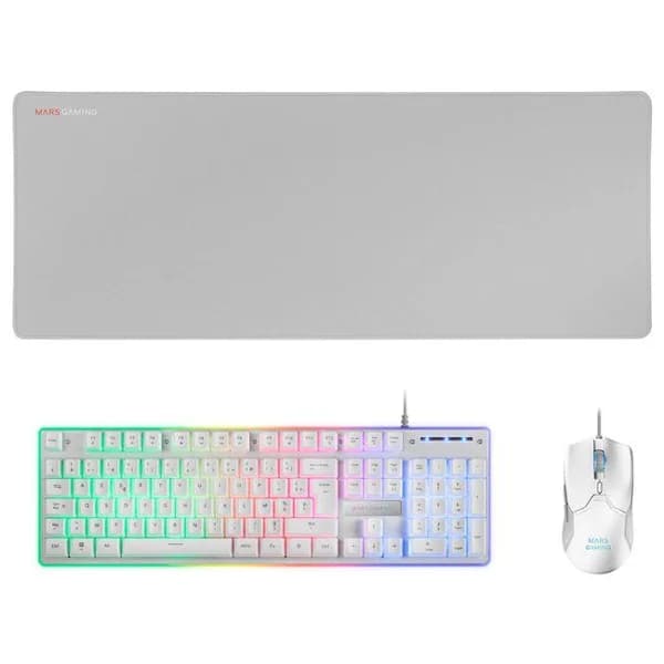 Teclado con ratón y alfombrilla, blanco, Premium MCPX MARS GAMING - 1 ud - Imagen del producto en Findit