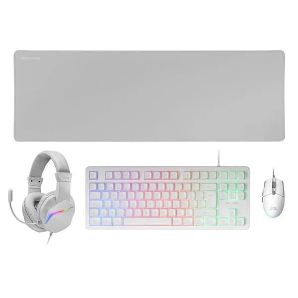 Teclado con ratón, alfombrilla y auriculares, blanco, iluminación FRGB, MCP-RGB3 - 3200 ud - Imagen del producto en Findit