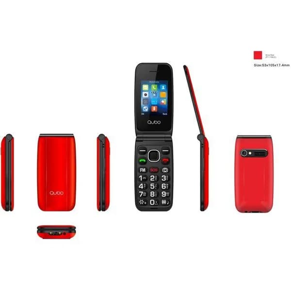 Teléfono móvil libre rojo, Neo NW-RDSOS QUBO - 1 ud - Imagen del producto en Findit