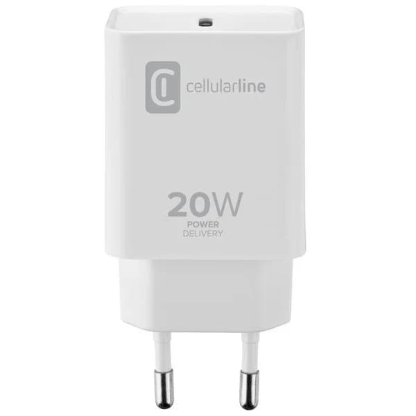 Cargador de red blanco USB-C 20W, ACHIPHUSBCPD20WW CELLULAR LINE - 1 ud - Imagen del producto en Findit