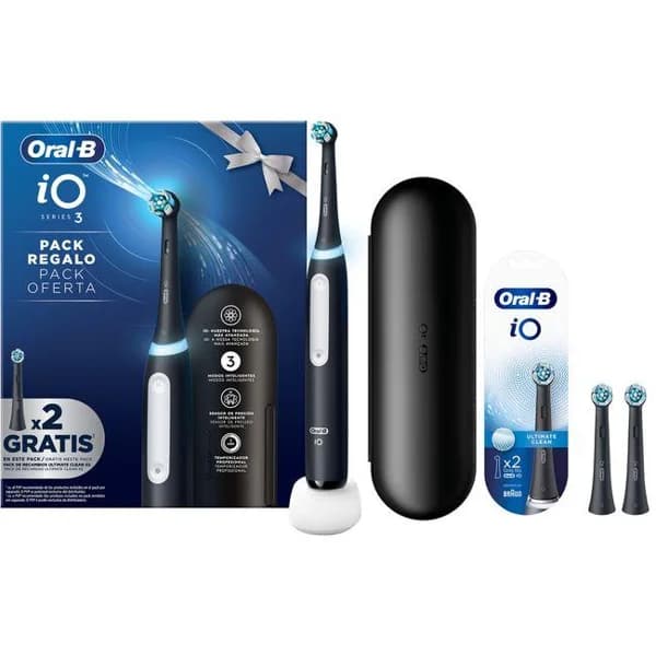 Cepillo Eléctrico iO3 Negro, con Funda de Viaje, 2 recambios ORAL B - 1 ud - Imagen del producto en Findit