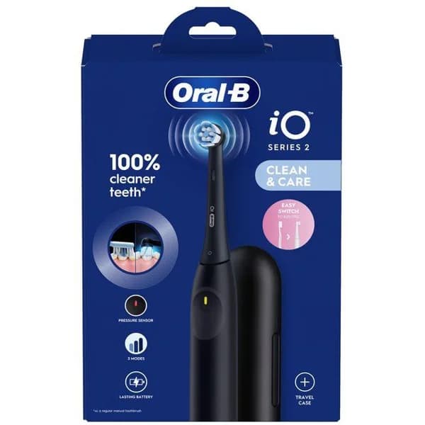 Cepillo dental eléctrico iO2 Negro, con funda de viaje ORAL-B - 1 ud - Imagen del producto en Findit