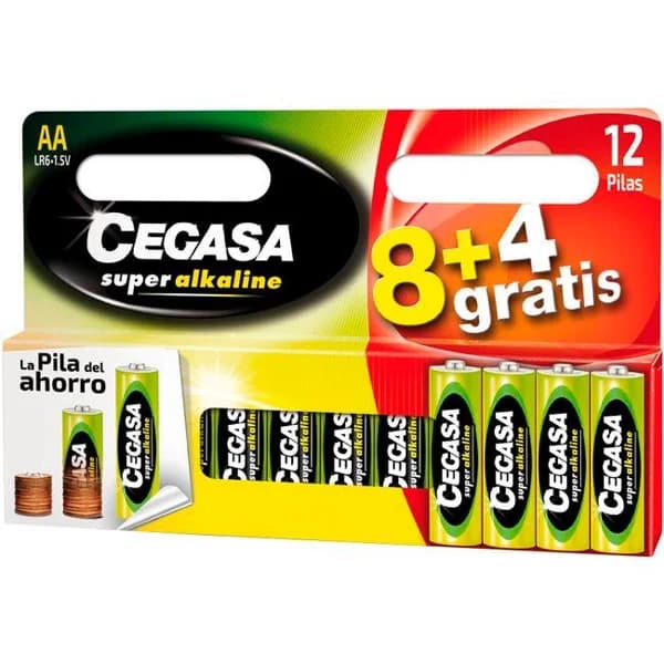 Pila super alcalina LR06 (AA) CEGASA, pack 8+4 uds - 4 ud - Imagen del producto en Findit
