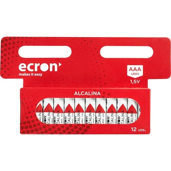 Pila alcalina LR03 (AAA)  ECRON, pack 12 uds - 12 ud - Imagen del producto en Findit