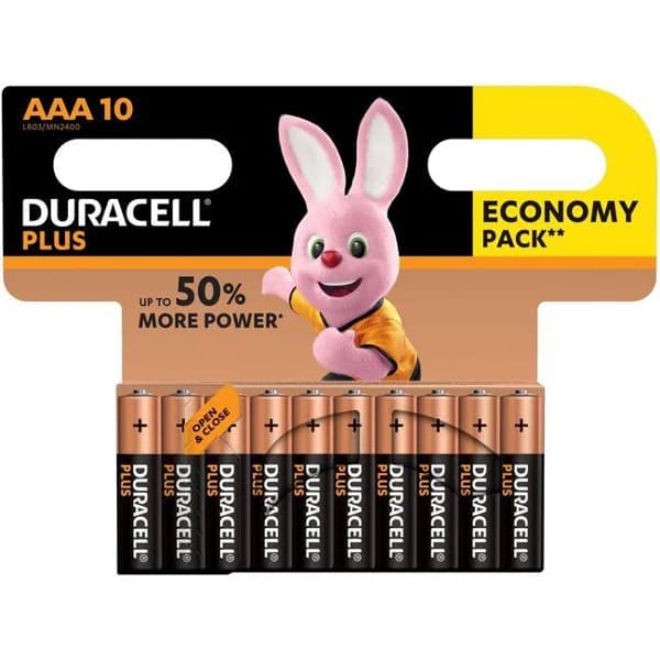 Pila alcalina Plus Power LR03 (AAA) DURACELL, pack 10 uds - 10 ud - Imagen del producto en Findit