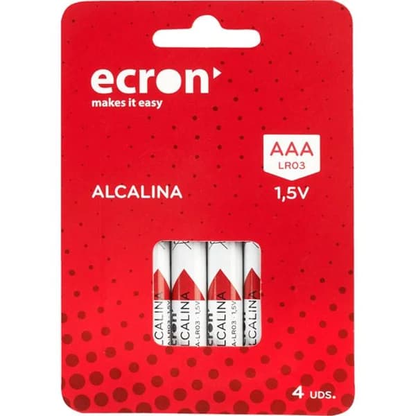 Pila alcalina LR03 (AAA) ECRON, pack 4 uds - 4 ud - Imagen del producto en Findit