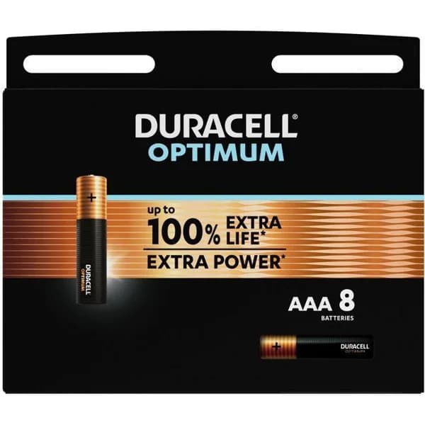 Pila alcalina optimum  LR03 (AAA) DURACELL , pack de 8 uds - 8 ud - Imagen del producto en Findit