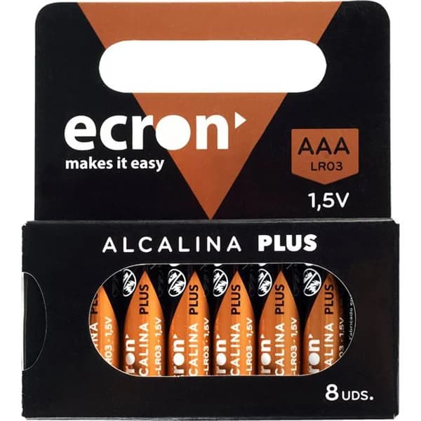 Pila alcalina LR03 (AAA) ECRON+, pack 8 uds - 8 ud - Imagen del producto en Findit